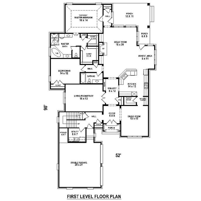 French House Plan - 3 Bedrms, 3 Baths - 3415 Sq Ft - #170-1680