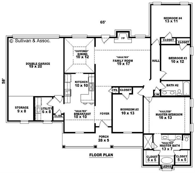 Country Floor Plan - 4 Bedrms, 2 Baths - 1968 Sq Ft - #170-2866