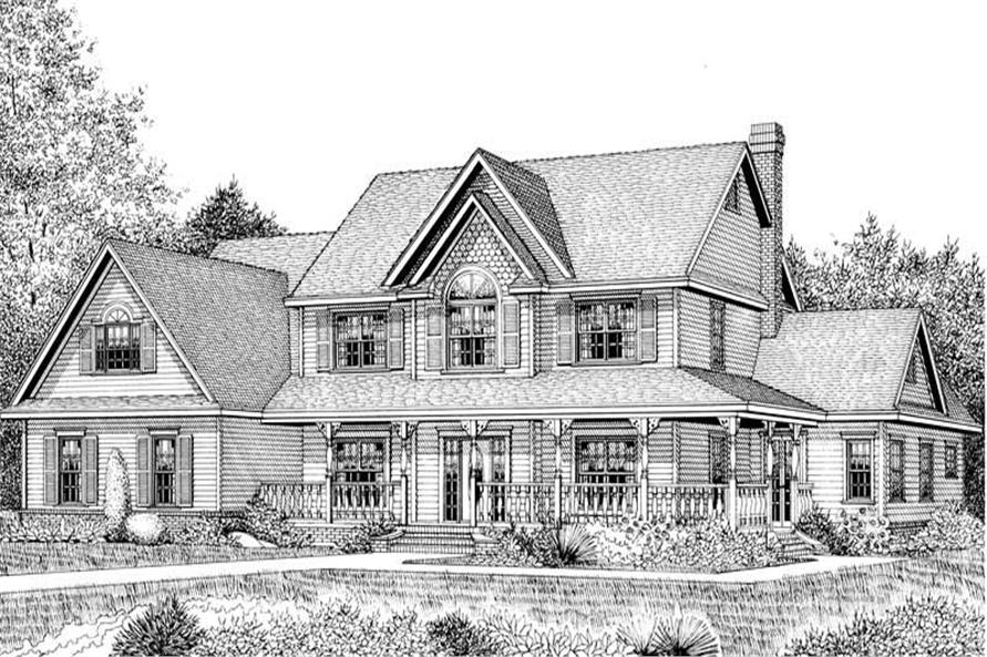 Home Plan Front Elevation of this 5-Bedroom,3464 Sq Ft Plan -173-1007