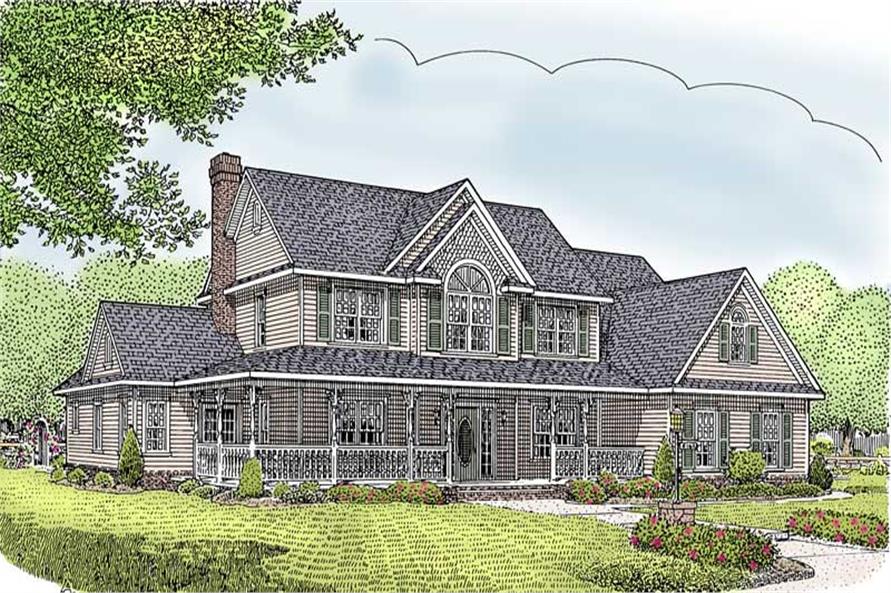 5-Bedroom, 2599 Sq Ft Country House Plan - 173-1020 - Front Exterior