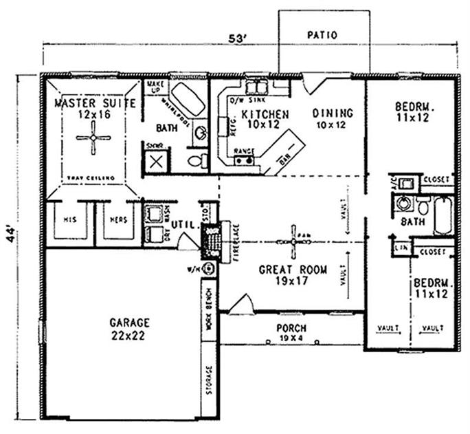 Traditional, Country, European, Ranch House Plans - Home Design VL-1476 ...