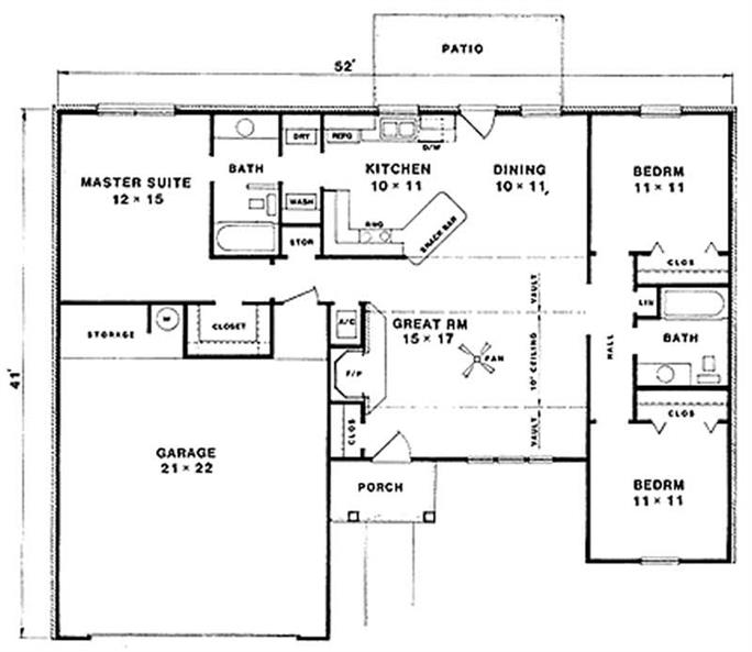 Traditional, Mediterranean, Ranch House Plans - Home Design VL-1243 # 11197