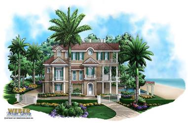 3-Bedroom, 3996 Sq Ft Coastal Home Plan - 175-1023 - Main Exterior