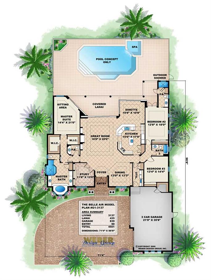 Coastal House Plan - 3 Bedrms, 3.5 Baths - 3137 Sq Ft - #175-1025