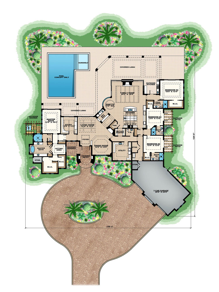 Spanish House Plan 175 1118 4 Bedrm 4948 Sq Ft Home ThePlanCollection