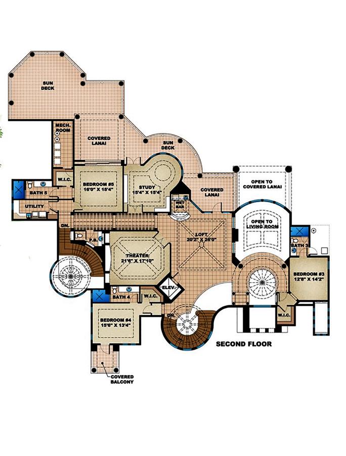 7 Bedrm, 9202 Sq Ft Mediterranean House Plan #175-1186