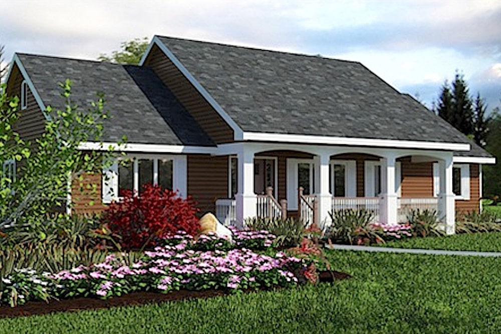 3 Bedroom Country Ranch House Plan with Semi-Open Floor Plan
