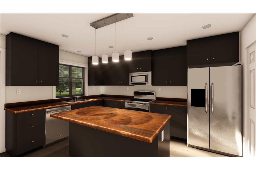 Kitchen: Kitchen Island of this 1-Bedroom,744 Sq Ft Plan -177-1064