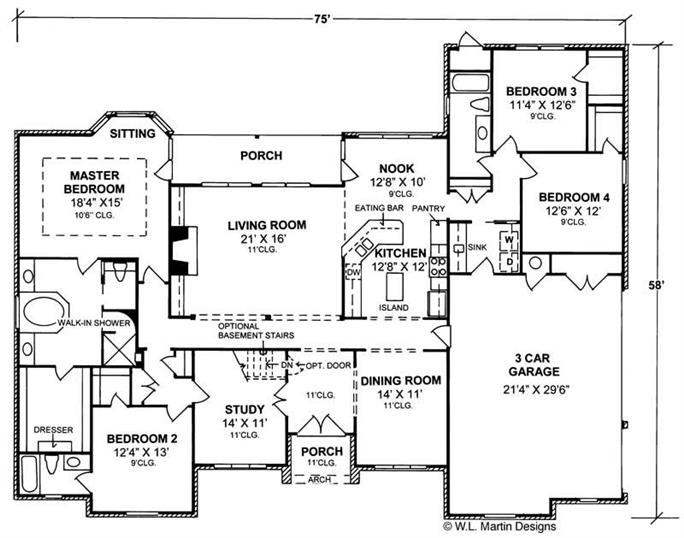 4 Bedrm, 2720 Sq Ft Ranch House Plan #178-1067