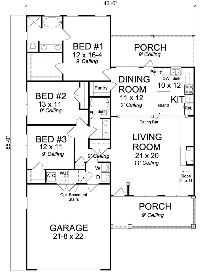 Cottage House Plan #178-1231: 3 Bedrm, 1598 Sq Ft Home | ThePlanCollection