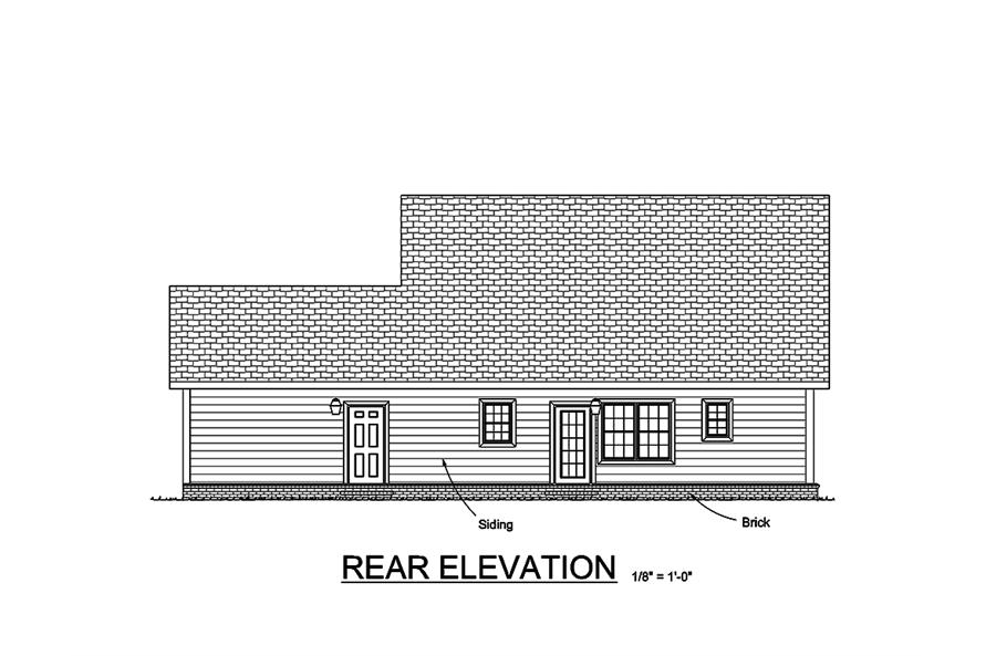 Home Plan Rear Elevation of this 4-Bedroom,1871 Sq Ft Plan -178-1347