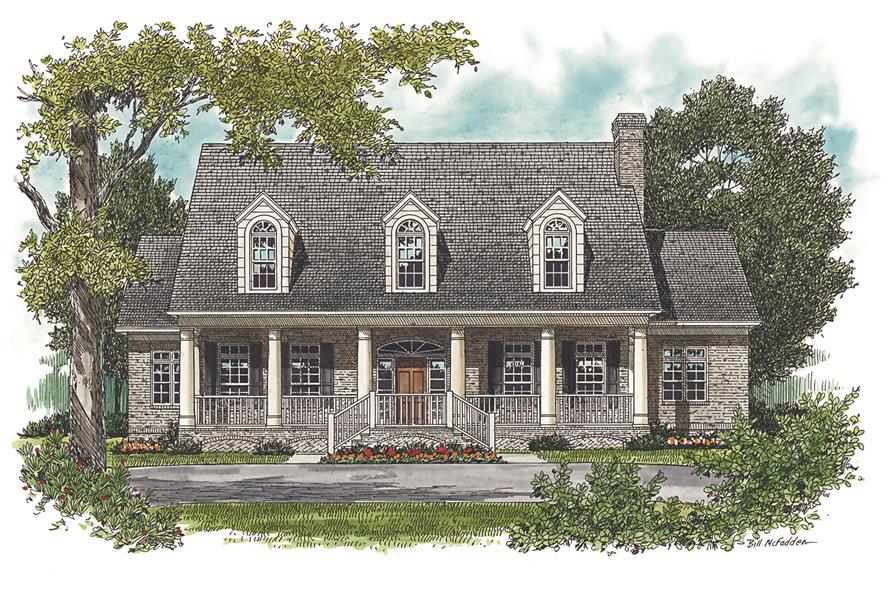 Home Plan Front Elevation of this 5-Bedroom,4176 Sq Ft Plan -180-1024