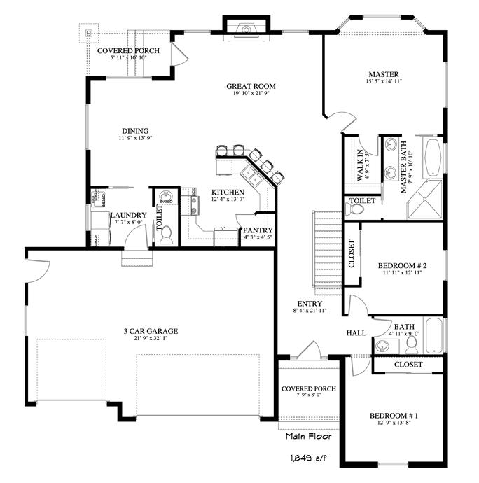 Rustic Home Plan - 3-5 Bedrms, 2.5-3.5 Baths - 1849 Sq Ft - #187-1138