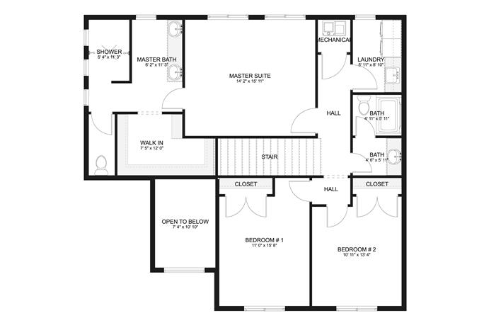 Craftsman Floor Plan - 3-5 Bedrm, 2.5-3.5 Bath, 2438 Sq Ft - #187-1146