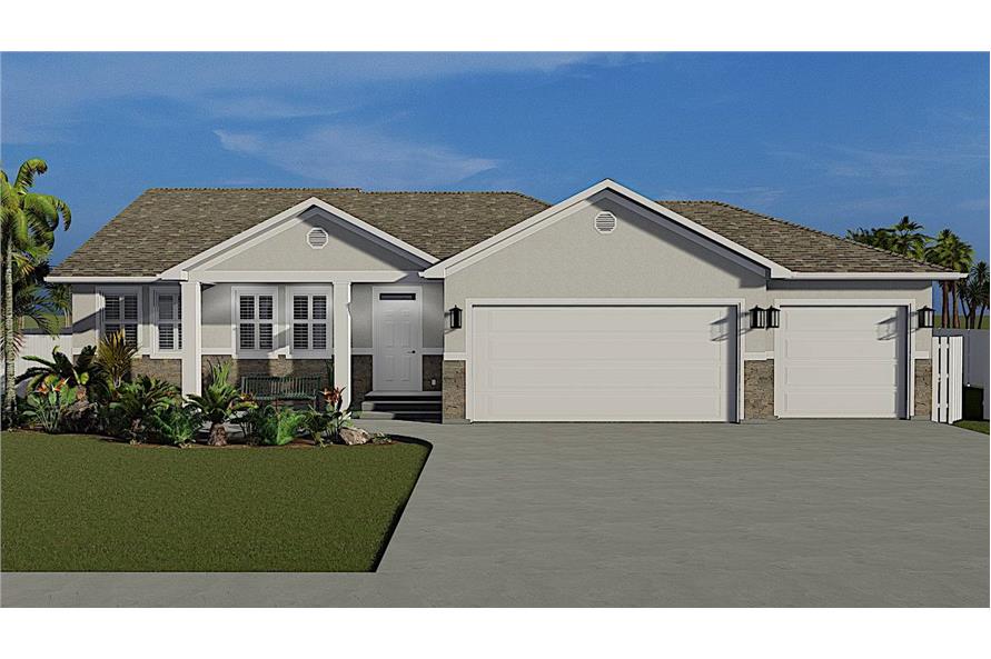 Front View of this 3-Bedroom, 1644 Sq Ft Plan - 187-1165