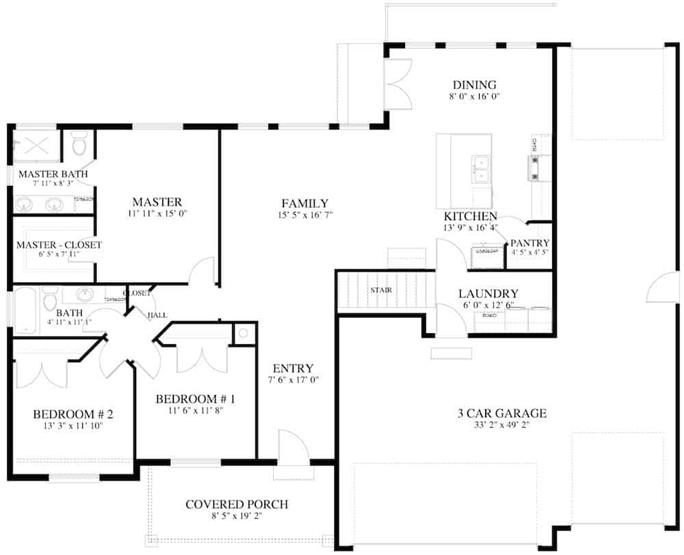 Ranch House - 3–6 Bedrms, 2–4 Baths - 1699–3343 Sq Ft - Plan #187-1173