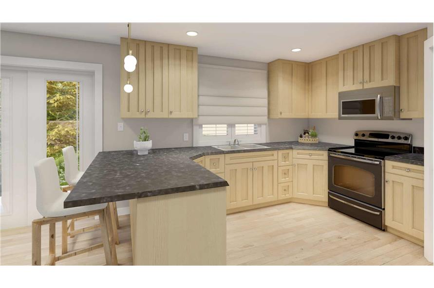 Kitchen: Breakfast Bar of this 5-Bedroom,1261 Sq Ft Plan -187-1196