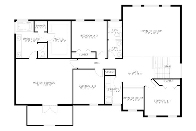 Transitional Floor Plan - 4 Bedrms, 2.5 Baths - 3414 Sq Ft - #187-1197