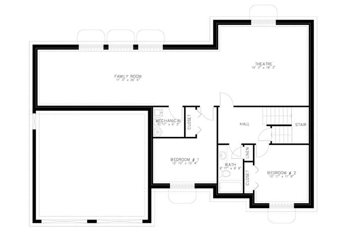 Transitional Floor Plan - 4 Bedrms, 2.5 Baths - 3414 Sq Ft - #187-1197