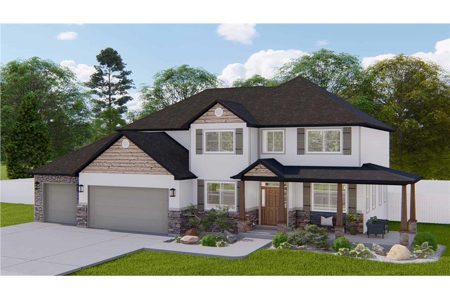 Front View of this 4-Bedroom,2857 Sq Ft Plan -187-1198