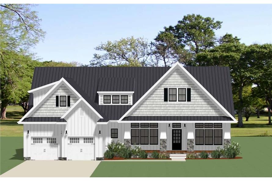 3-Bedroom, 3201 Sq Ft Southern House Plan - 189-1156 - Front Exterior