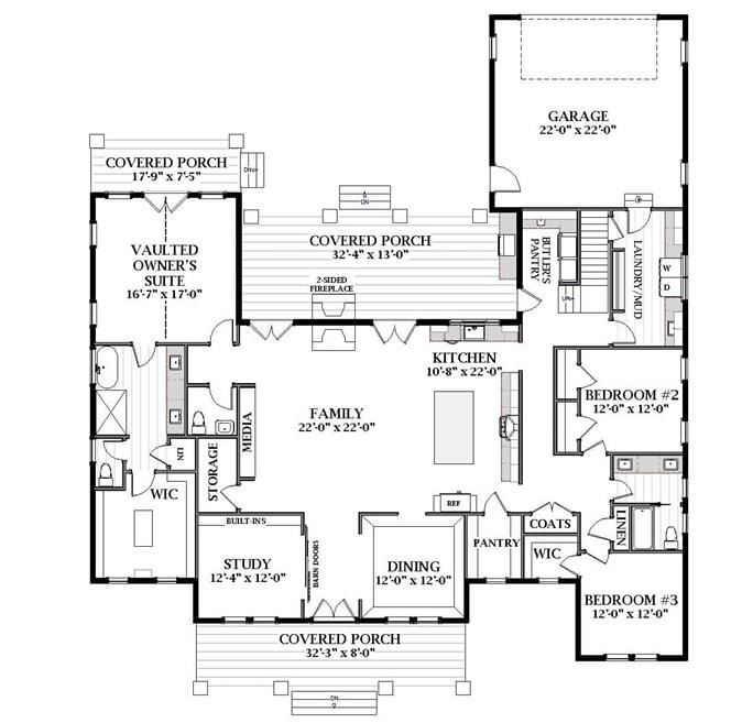 Farmhouse Floor Plan - 3 Bedrms, 2.5 Baths - 2937 Sq Ft - #189-1161