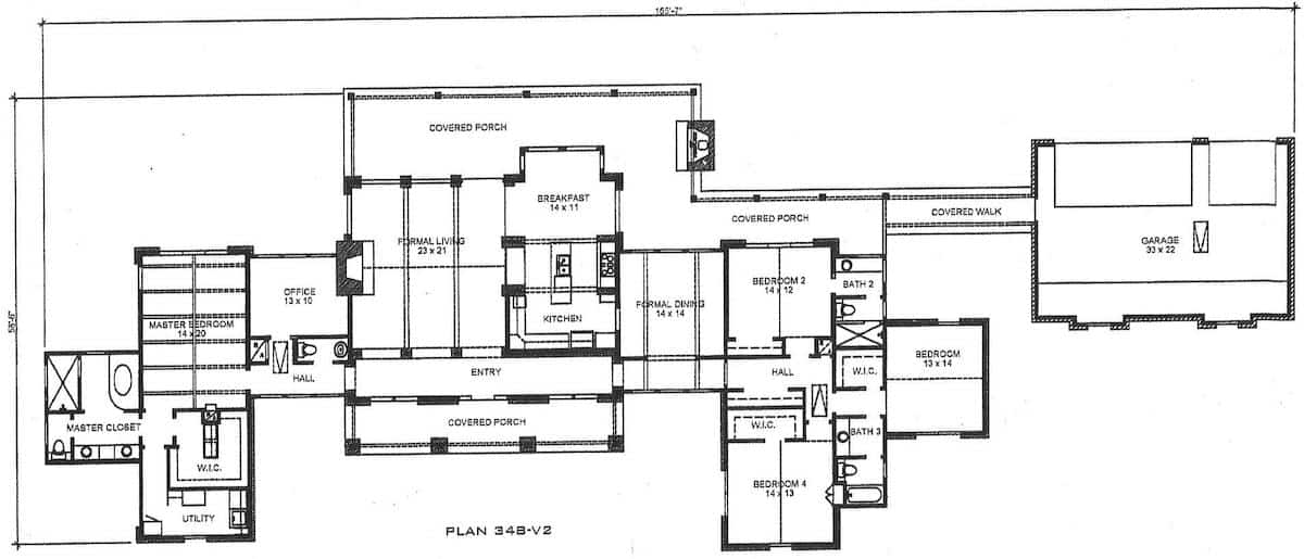 Ranch House - 4 Bedrms, 3.5 Baths - 3325 Sq Ft - Plan #192-1056