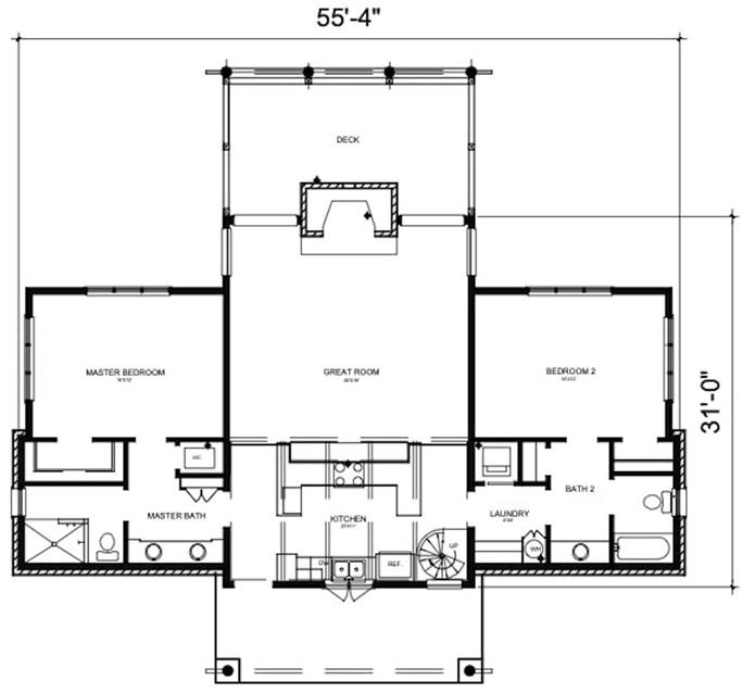 Contemporary House Plan - 2 Bedrms, 2.5 Baths - 1548 Sq Ft - #192-1071