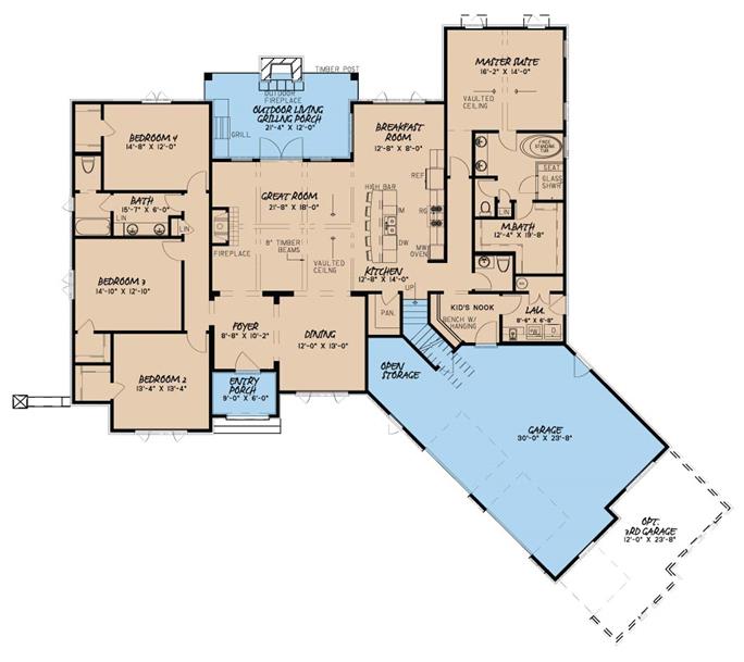 European House Plan #193-1000: 4 Bedrm, 2647 Sq Ft Home | ThePlanCollection