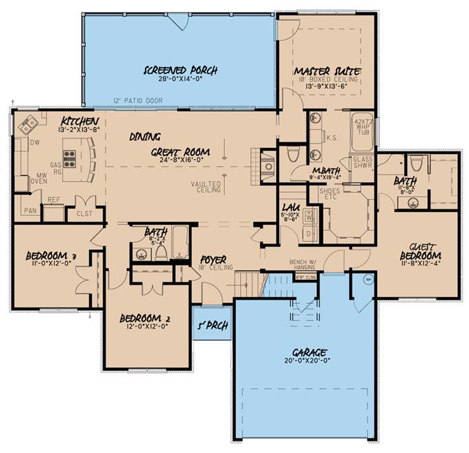 4 Bedrm, 1994 Sq Ft Southern House Plan #193-1038