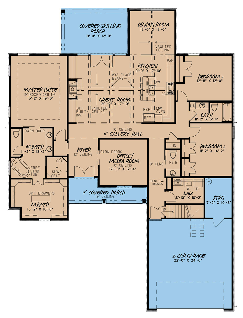 4 Bedrm, 2500 Sq Ft Southern House Plan #193-1041