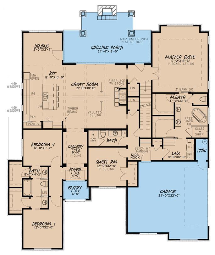 4 Bedrm, 2640 Sq Ft European Style Home - Plan #193-1043