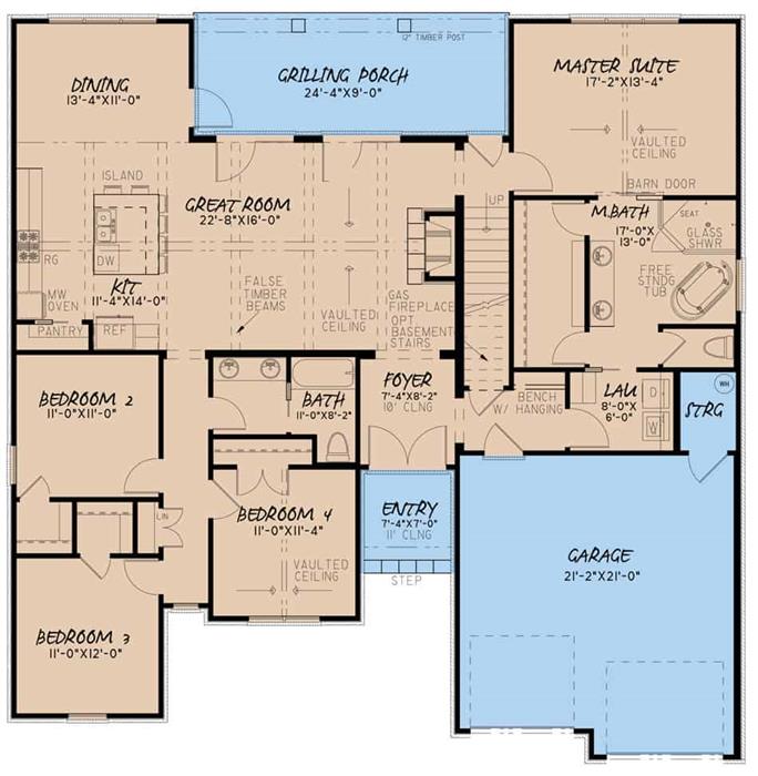 4 Bedrm, 2071 Sq Ft European House - Plan #193-1044