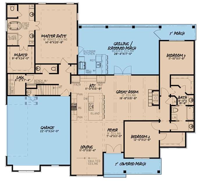 Traditional Floor Plan - 3 Bedrms, 3.5 Baths - 2199 Sq Ft - Plan #193-1060