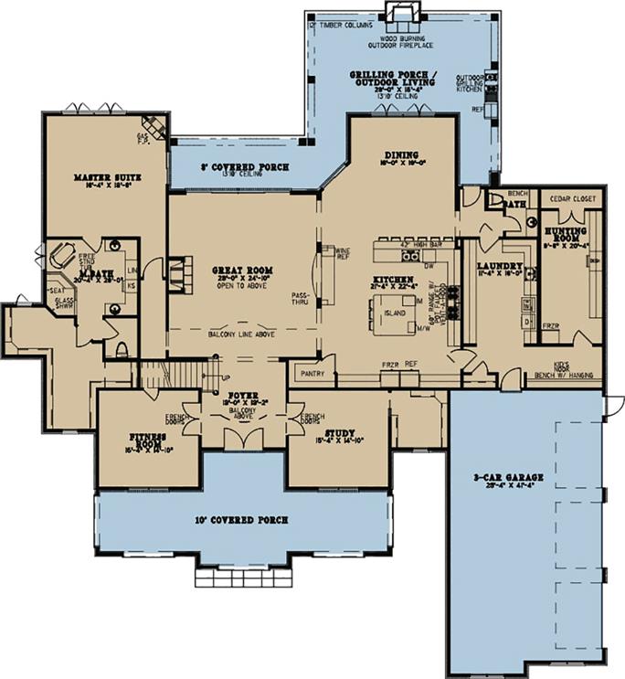 European Floor - 4 Bedrms, 4.5 Baths - 6001 Sq Ft - Plan #193-1065