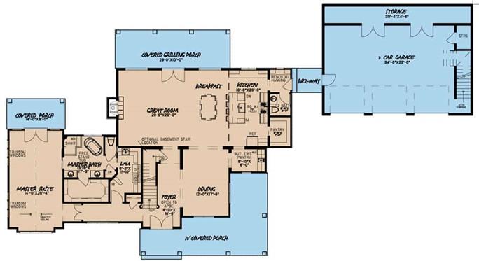 Modern Farmhouse - 4 Bedrms, 3.5 Baths - 3310 Sq Ft - Plan #193-1097