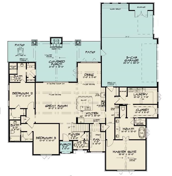 French House Plan - 3 Bedrms, 4.5 Baths - 2641 Sq Ft - #193-1131