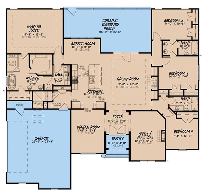 Acadian Style House - 4 Bedrms, 3.5 Baths - 2663 Sq Ft - Plan #193-1134