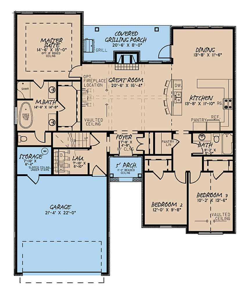 Traditional Floor Plan - 3 Bedrms, 2.5 Baths - 1750 Sq Ft - Plan #193-1139