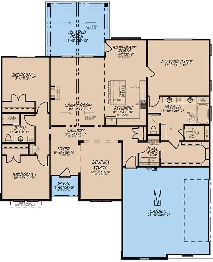 French Country House - 3 Bedrms, 2 Baths - 2382 Sq Ft - Plan #193-1176