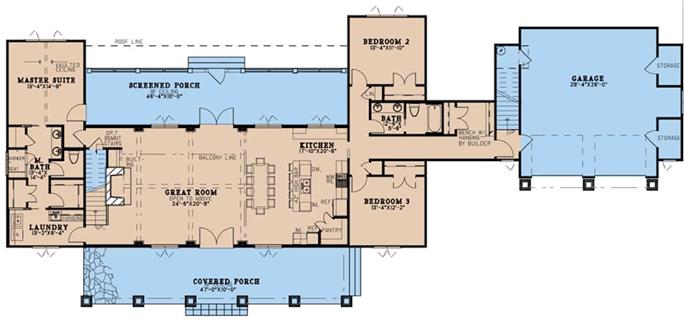 Farmhouse Home Plan - 4 Bedrms, 3 Baths - 2765 Sq Ft - #193-1195