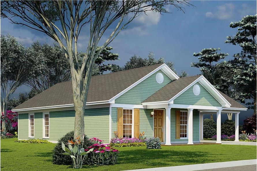 Left Side View of this 3-Bedroom, 1025 Sq Ft Plan - 193-1212