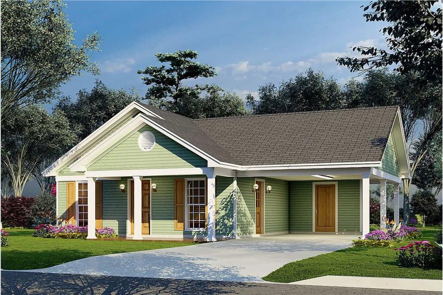 Right Side View of this 3-Bedroom, 1025 Sq Ft Plan - 193-1212