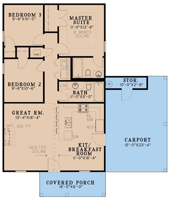 Cottage Ranch Home 3 Bedrms 2 Baths 1025 Sq Ft Plan 193 1212