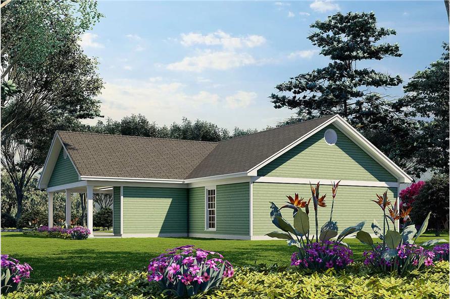 Rear View of this 3-Bedroom, 1025 Sq Ft Plan - 193-1212