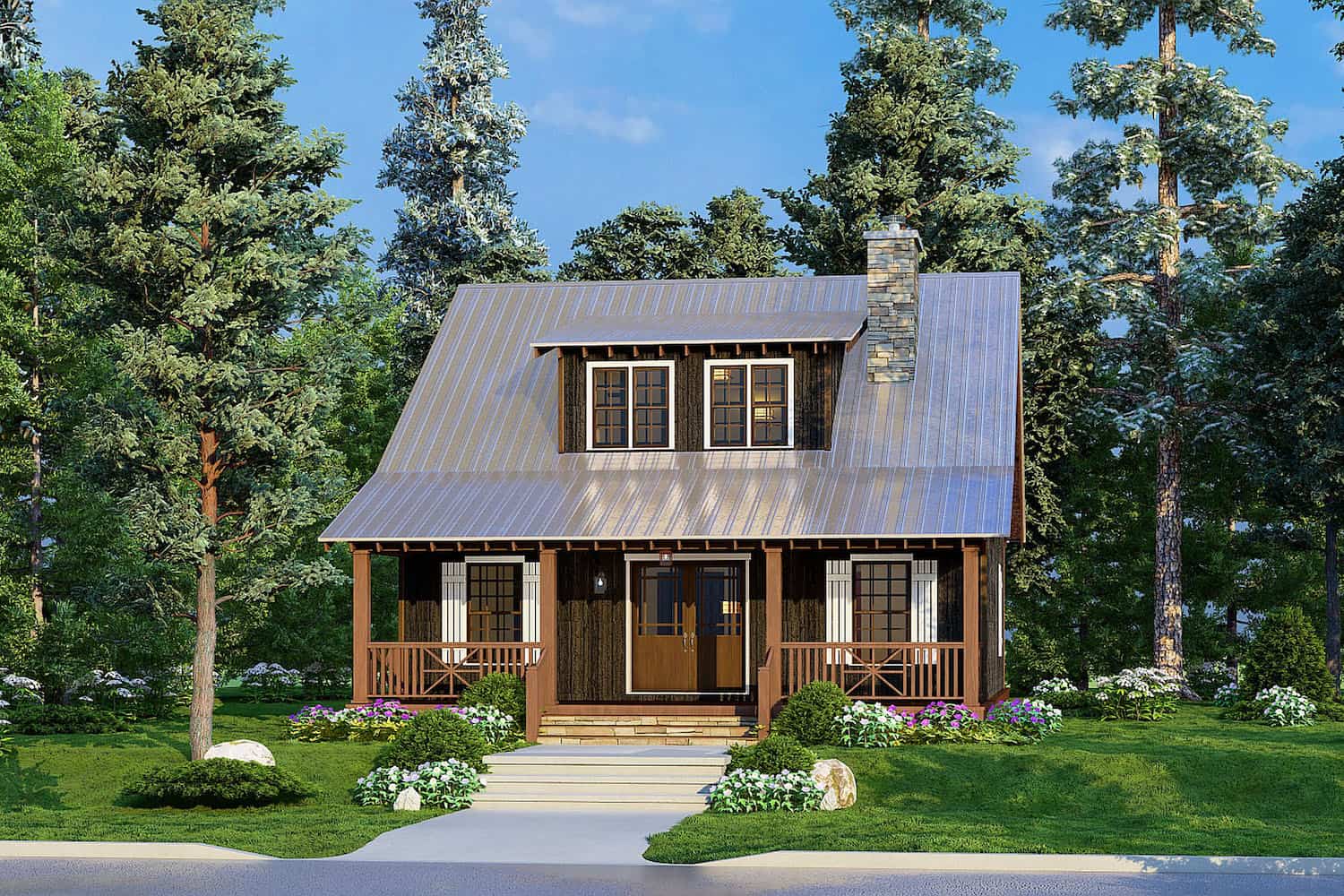 Cottage Home - 1 Bedrm, 2 Baths - 1425 Sq Ft - Plan #193-1213