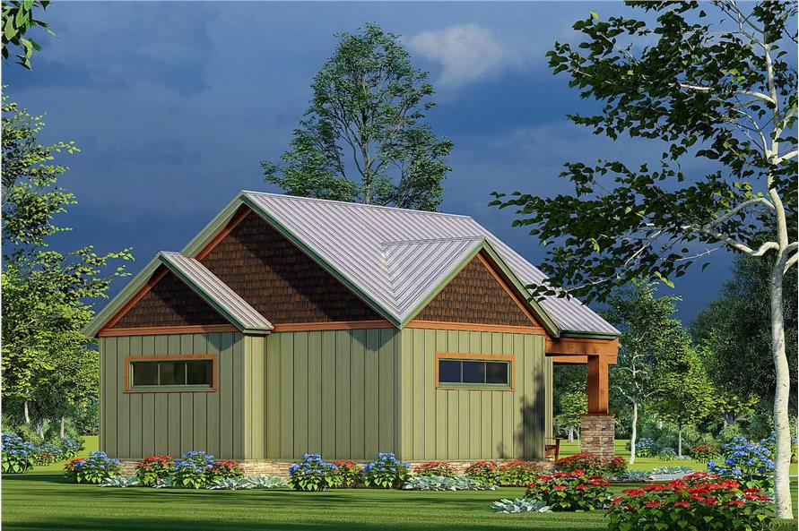 Rear View of this 2-Bedroom, 696 Sq Ft Plan - 193-1215