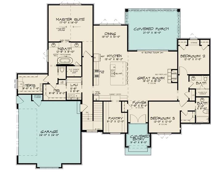 French Country Home - 3 Bedrms, 3 Baths - 2370 Sq Ft - Plan #193-1216