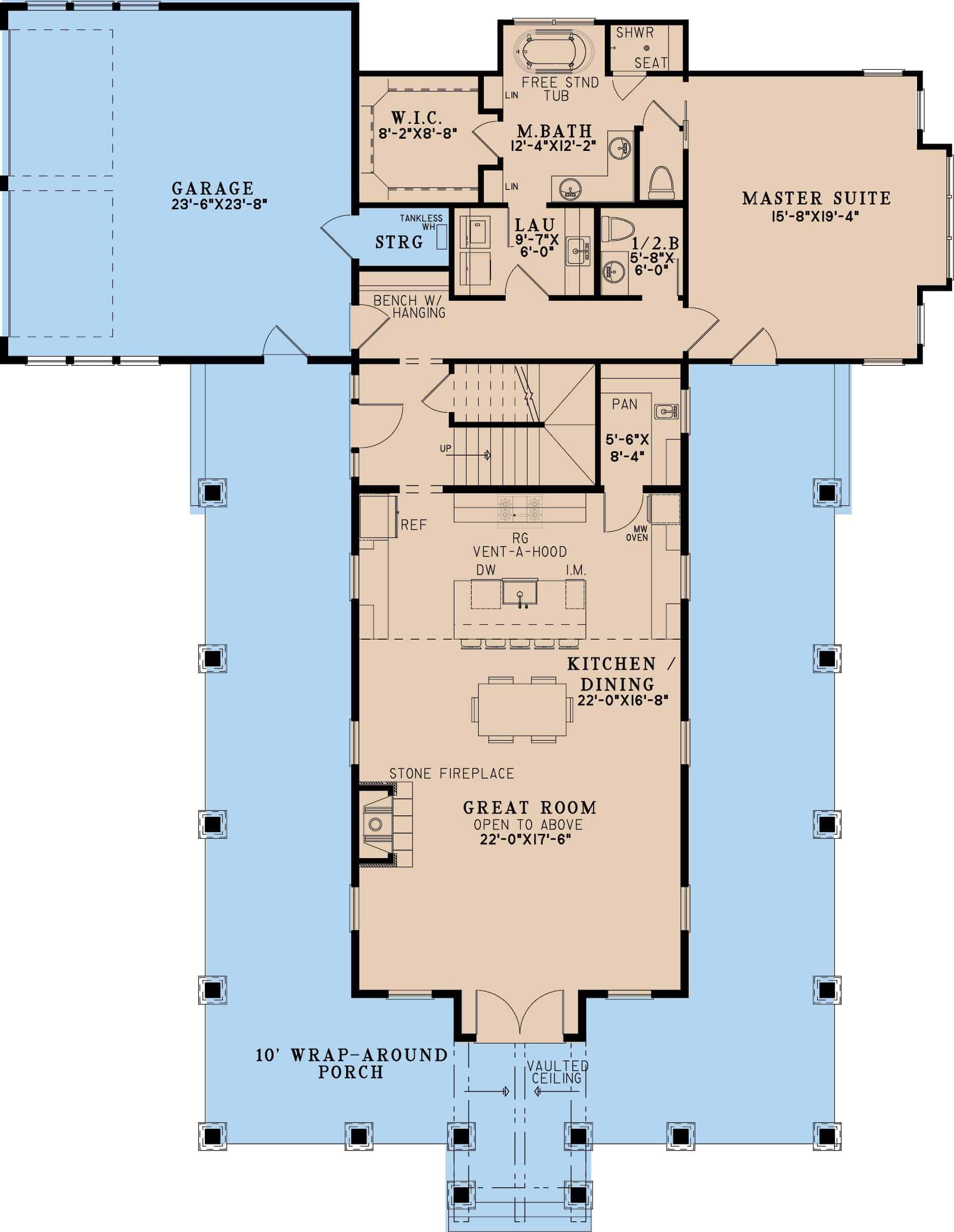 Farmhouse Home Plan - 3 Bedrms, 3 Baths, 2 Half Baths - 3014 Sq Ft ...