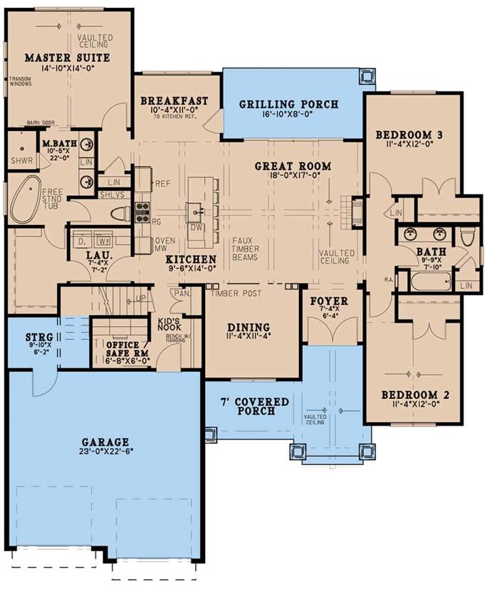 Acadian House Plan - 3 Bedrms, 2 Baths - 1954 Sq Ft - #193-1242